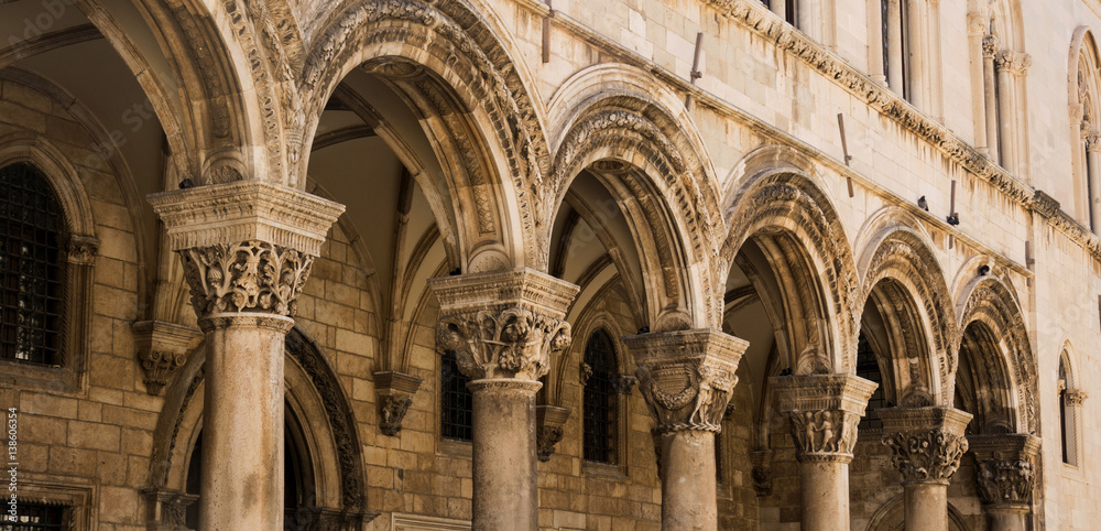 Colonnade of Rector's Palace in Old Town Dubrovnik