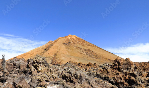 Desert volcano in sunny day