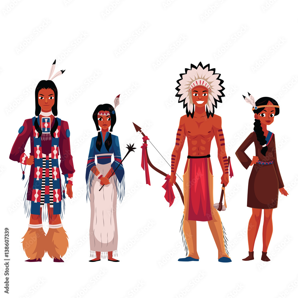 set-of-native-american-indians-men-and-women-in-traditional-national
