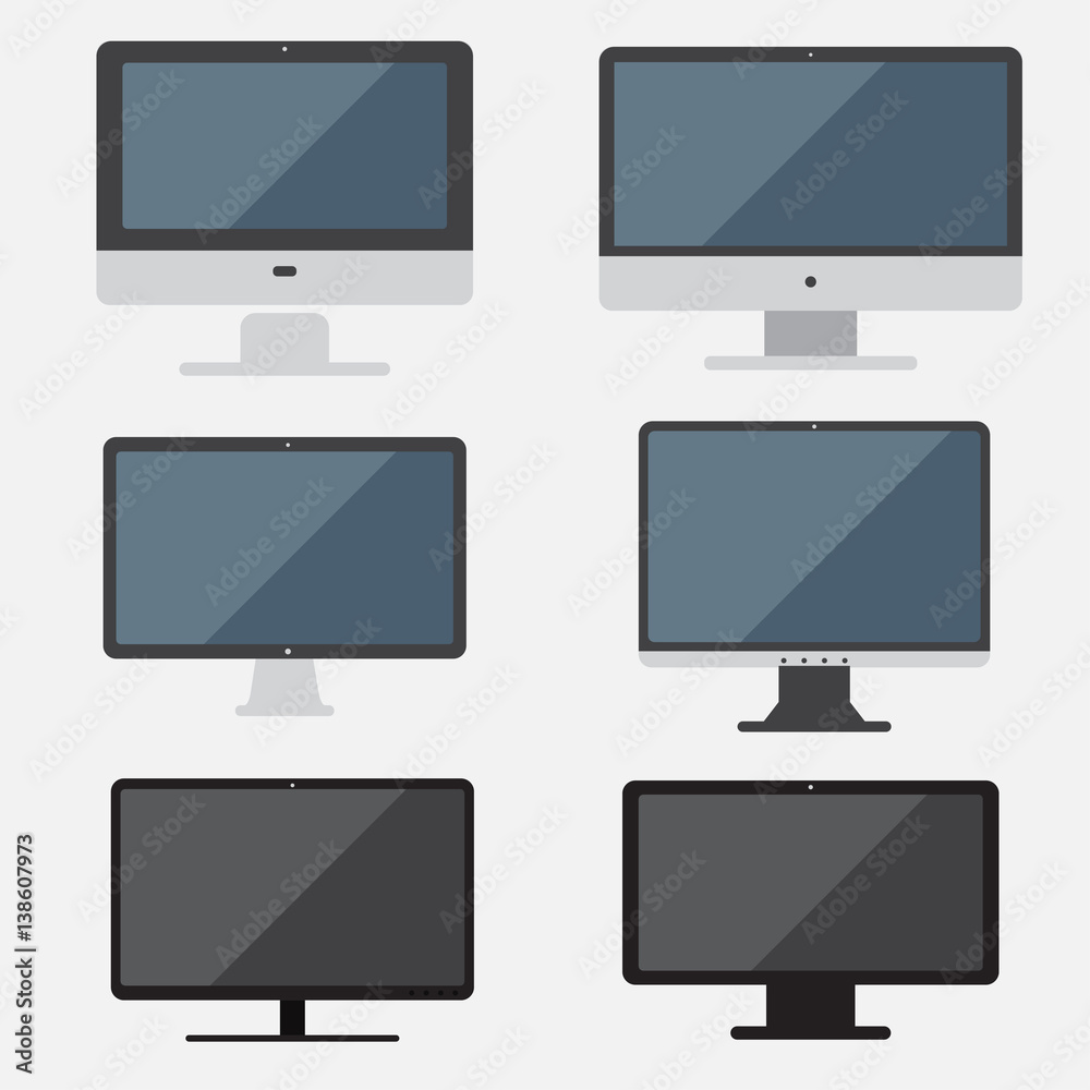 Set of computer illustration, computer flat design
