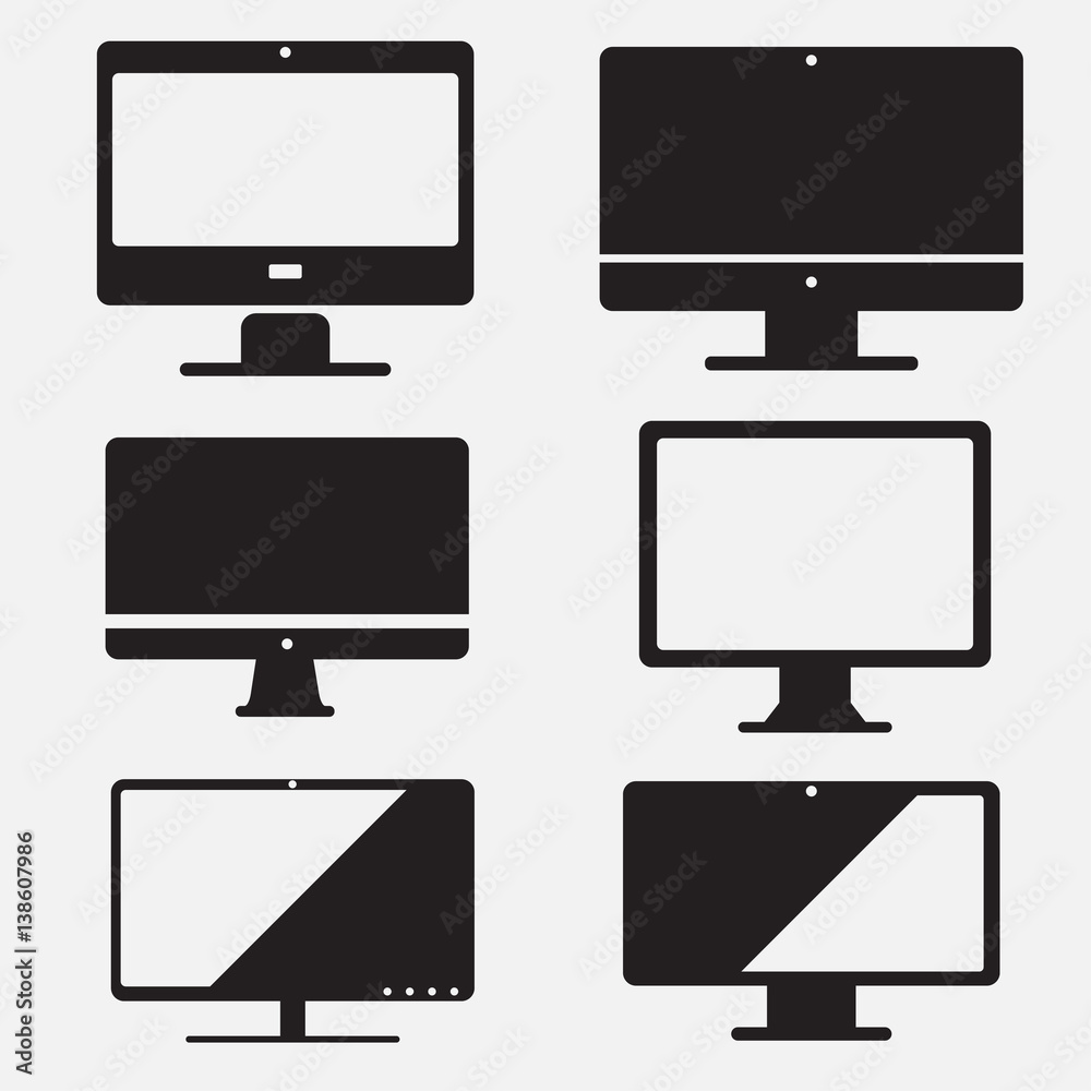 Set of computer icon, pc flat design
