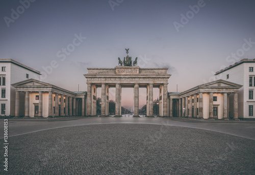 Photography Colorful sunrise at the Brandenburg Gate in Berlin, Germany in February, vintage