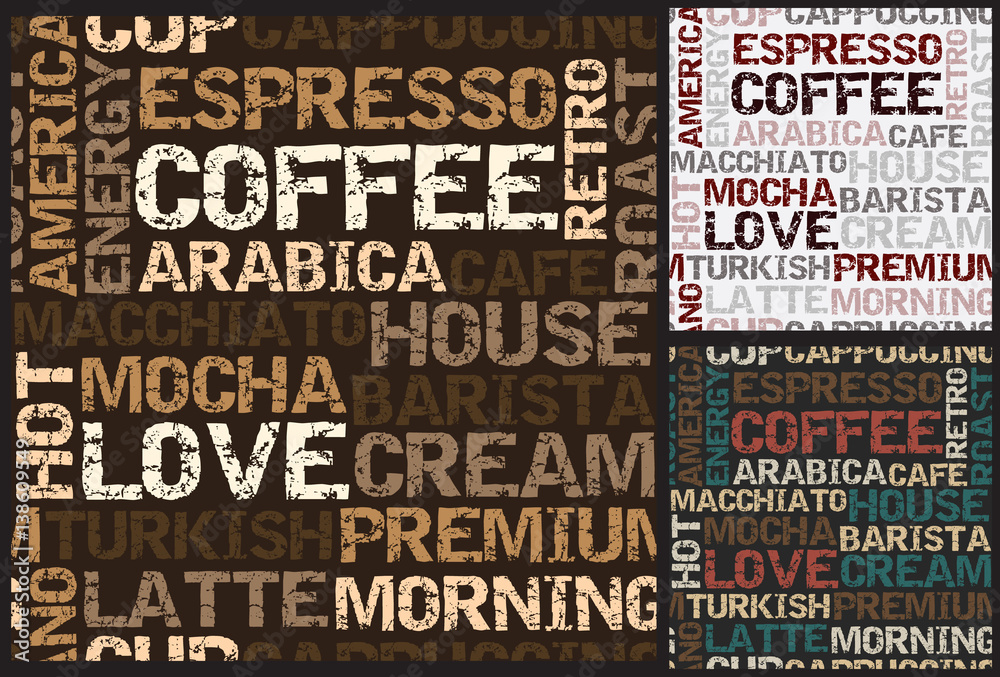 Naklejka kawa wzór z wektor słowa kawy