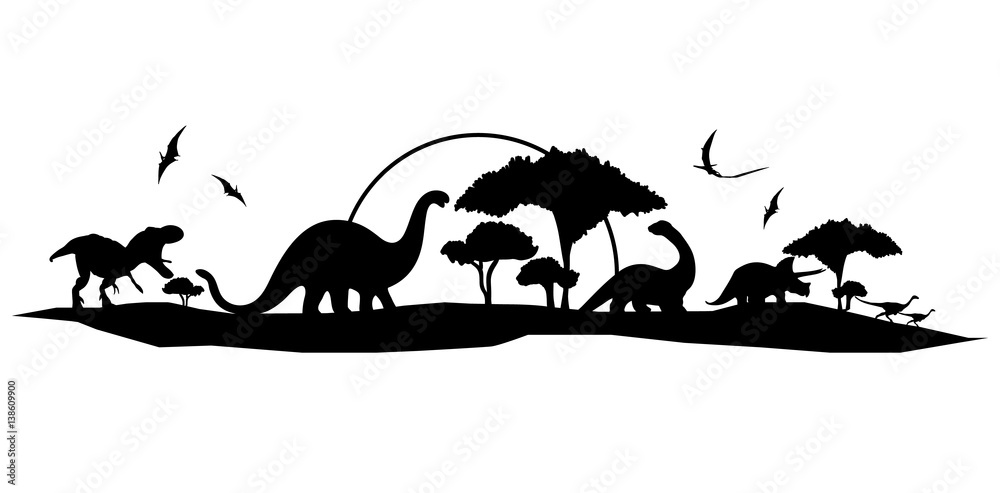 Naklejka ręcznie robiony krajobraz wektor dinozaura
