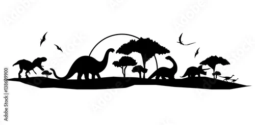 Obraz ręcznie robiony dinozaur krajobraz wektor wzór
