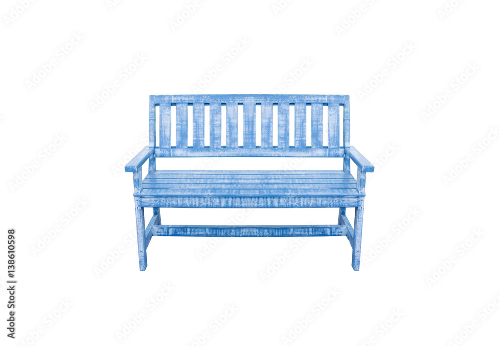 Blue wooden bench.isolated on white background with clipping path. Blue wooden bench.isolated on white background with clipping path.