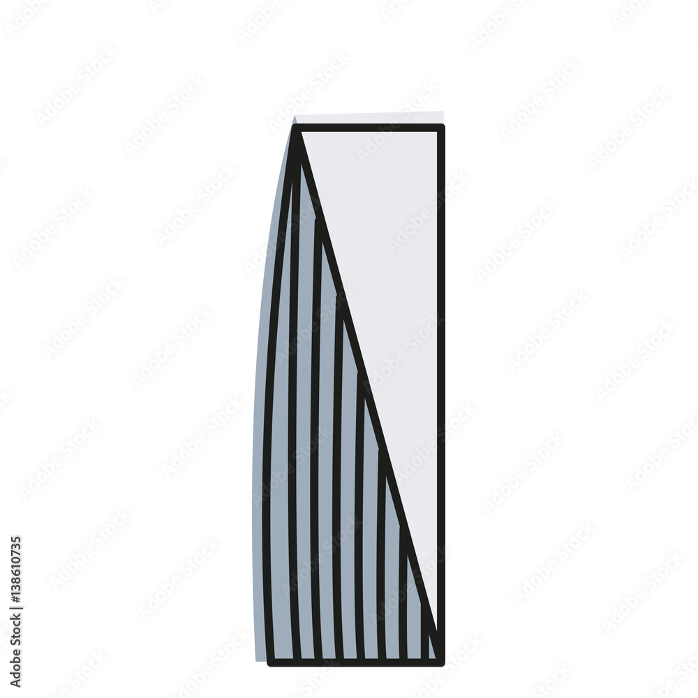 Isolated blue color skyscraper in lineart style icon, element of urban architectural building vector illustration.