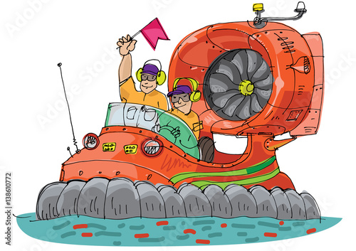 Εκτύπωση καμβά hovercraft vehicle - cartoon