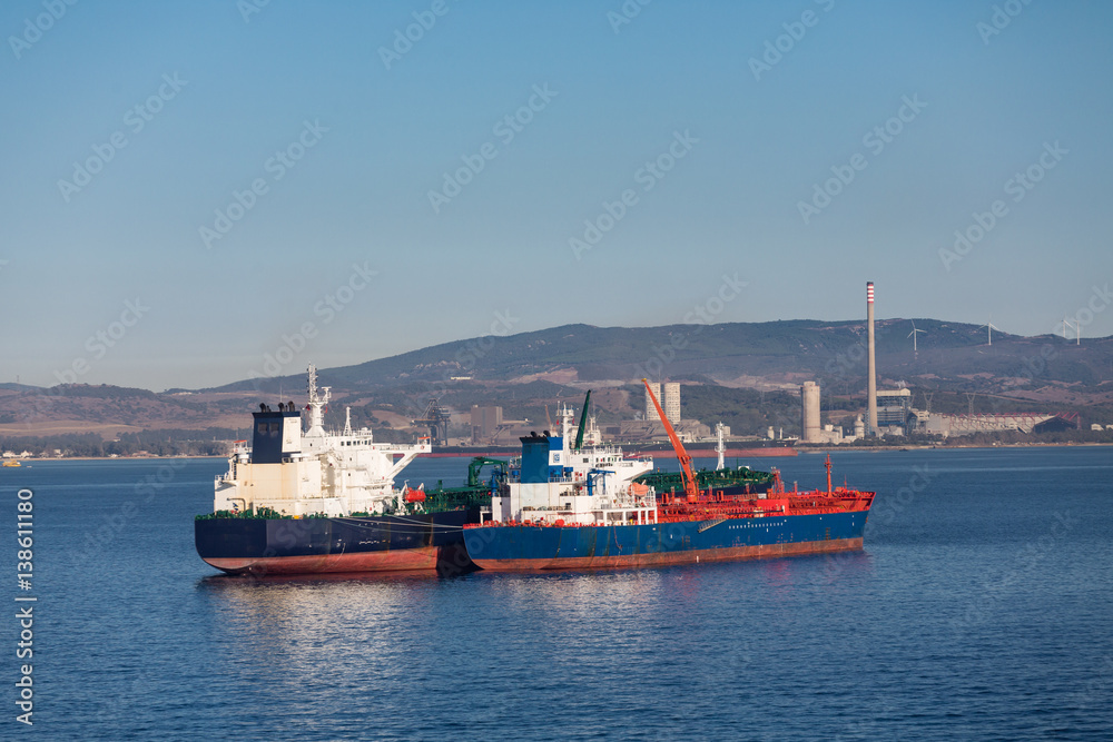 Freighters Tied Together in Gibralter