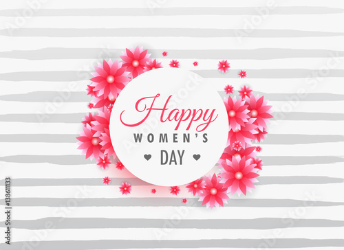 woman's day 8th march lettering on beautiful flowers
