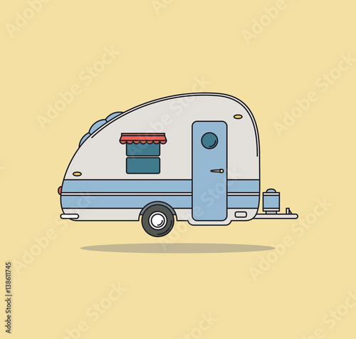 Vintage Camping Car. Caravan For Rest. Vector Illustration.