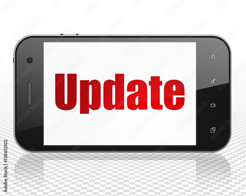 Web design concept: Smartphone with Update on display Web design concept: Smartphone with Update on display