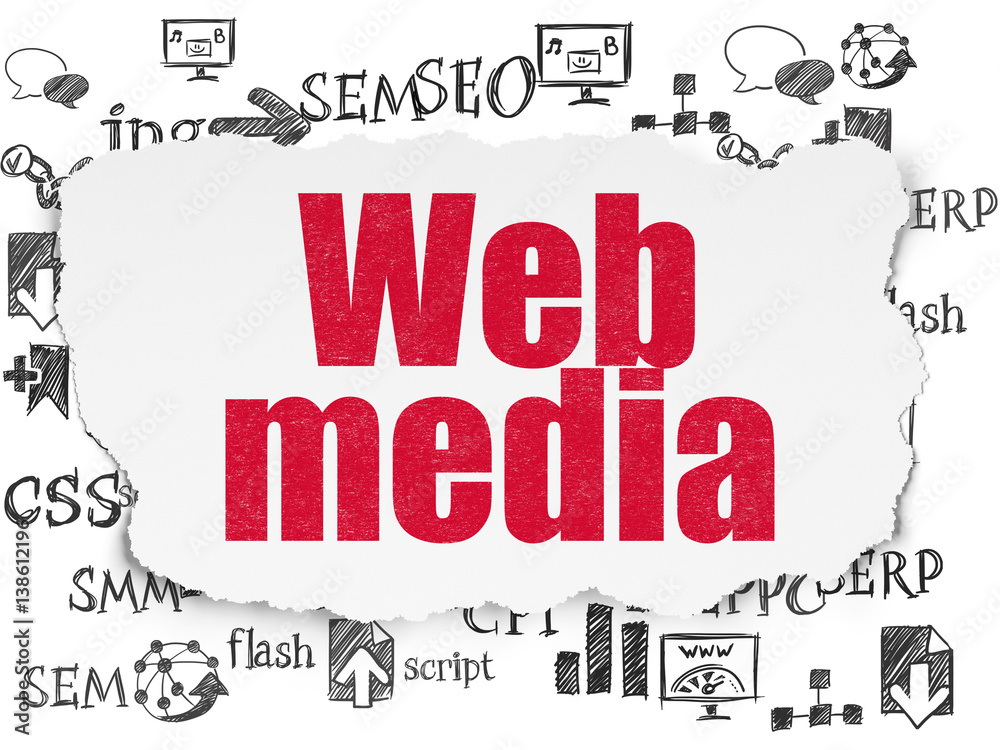 Fototapeta premium Web development concept: Web Media on Torn Paper background