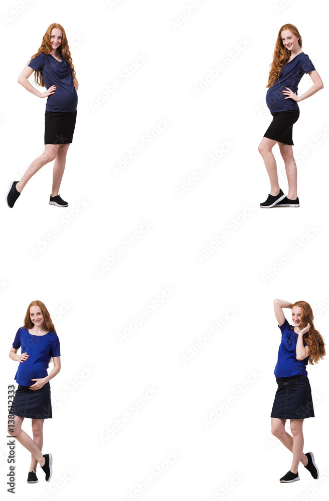 Fototapeta premium Pregnant woman in composite image isolated on white