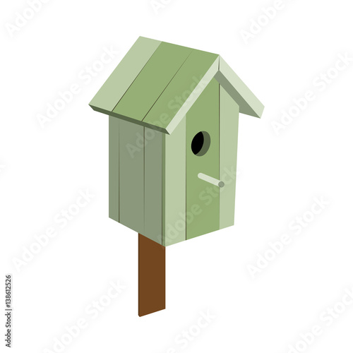 Birdhouse handmade from wood, green. Vector. © nikiwork