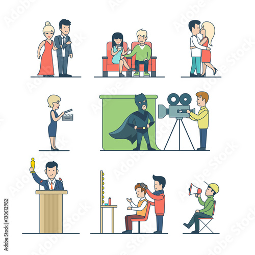 Linear Flat Film production vector. Entertainment concept