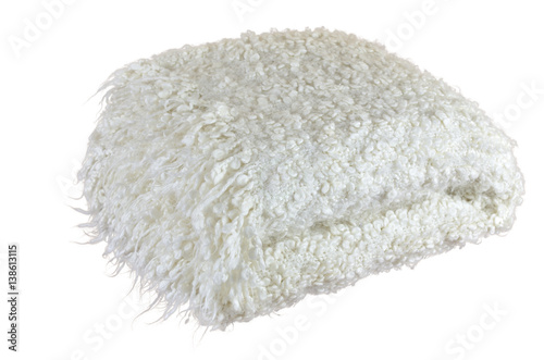 White soft woolen blanket with heather and with cozy look on white background