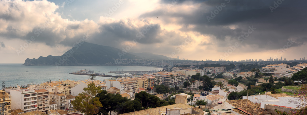 Panoramic view of Mediterranean village of Altea in Southern Spain