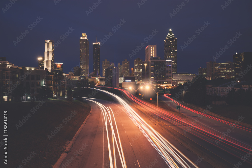 Modern city night skyline