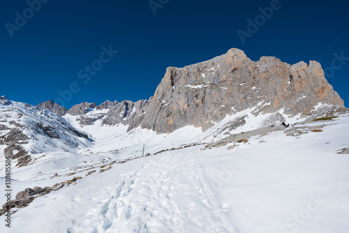 Winter Landscape in Picos de Europa mountains, Cantabria, Spain.