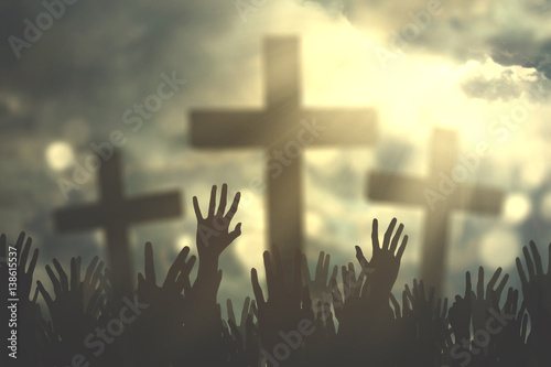 Christian people hands praying