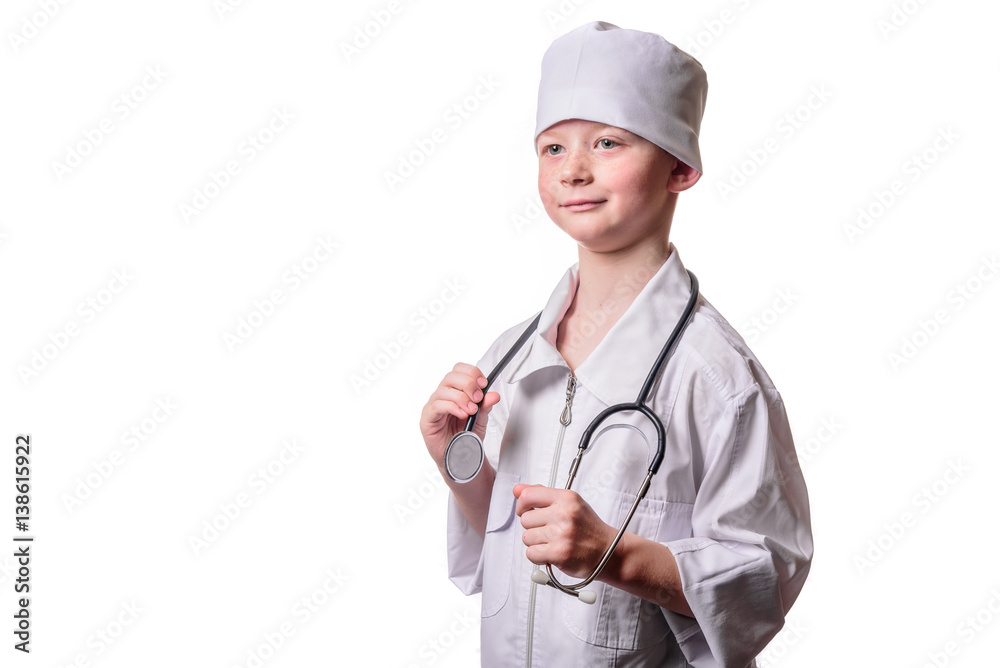 Kid the doctor isolated on white background Kid the doctor isolated on white background