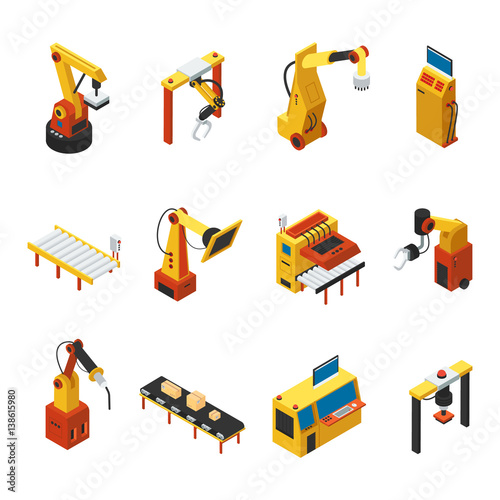 Isometric Automated Machines Set