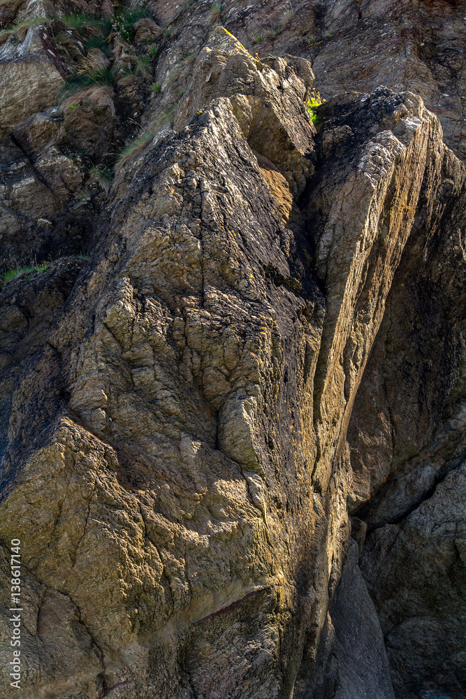 The texture of the rock close up. Many lines and layers. North Devon Coast. UK