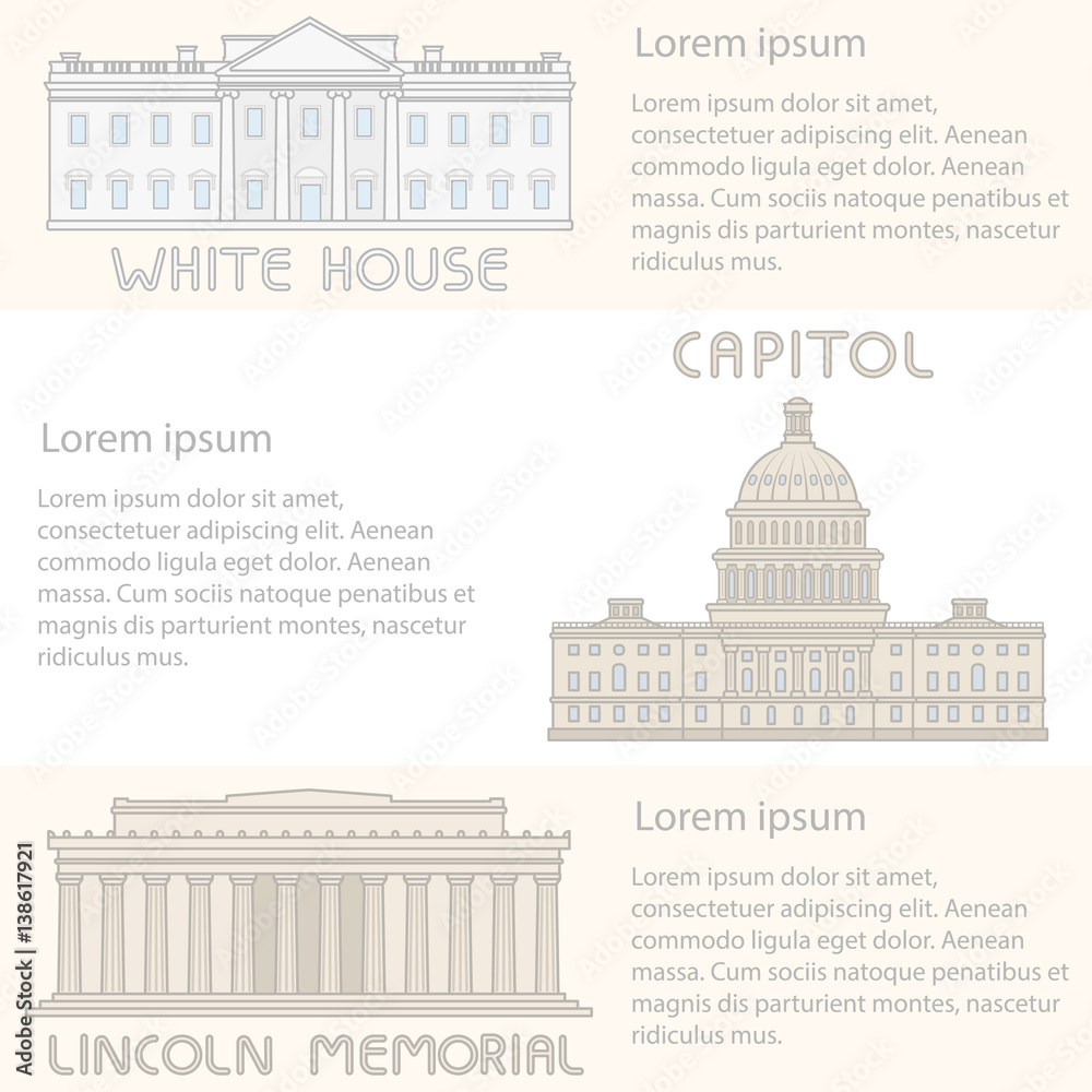 custom made wallpaper toronto digitalSet american building line flat cartoon. Washington background.