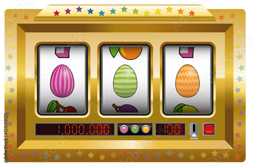 Easter egg slot machine. Isolated vector illustration on white background.