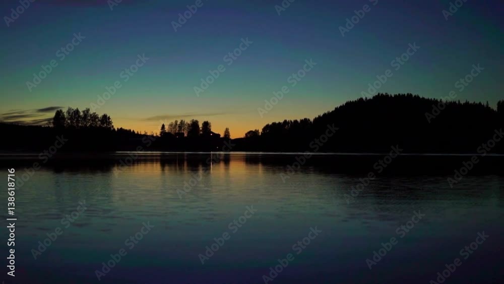Beautiful sunset on lake view from boat Beautiful sunset on lake view from boat