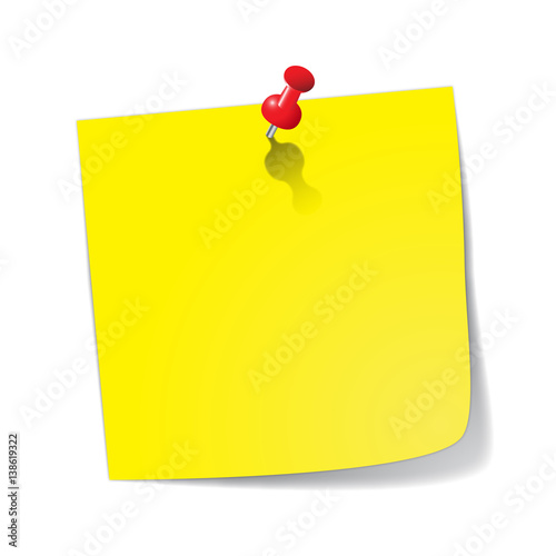 Yellow Sticky Note With Red Pin