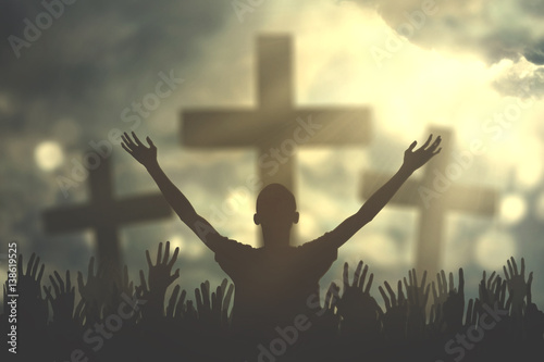 Prayers hand with three cross symbols