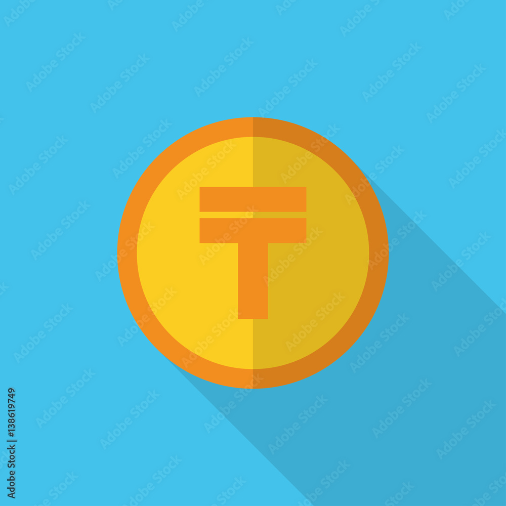 currency symbol on gold coin Kazakhstan Tenge currency symbol on gold coin Kazakhstan Tenge