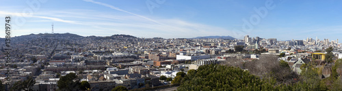 San Francisco landscape looking west from Potrero hill with Sutro Tower in Backgroundf.