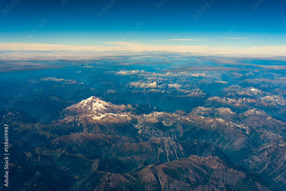 Aerial view of Glacier Peak in the North Cascade mountains, Washington