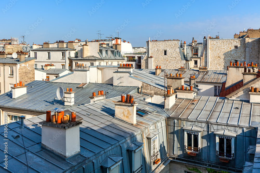 Εκτύπωση καμβά View of parisian roofs.