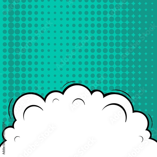 Abstract creative concept vector comic pop art style blank, layout template with clouds beams and isolated dots background. For sale banner, empty speech bubble set, illustration halftone book design.