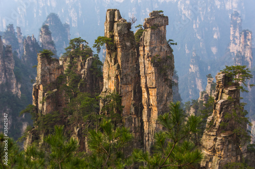 Unreal mountain peak in the early morning in China National park
