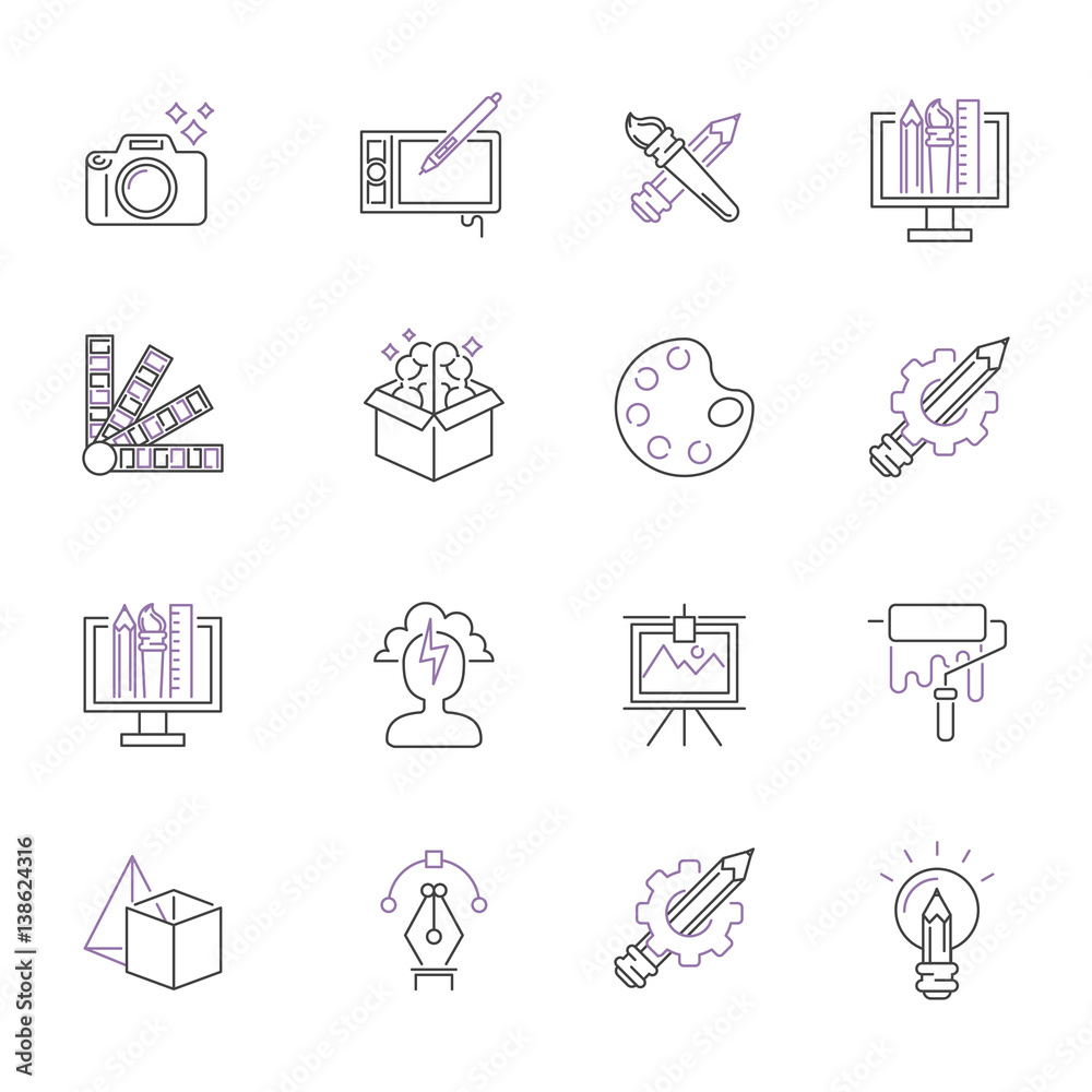 art icons set vector illustration design linear symbols artistic pictogram creativity button graphic collection thin symbol icon line flat isolated art icons set vector illustration design linear symbols artistic pictogram creativity button graphic collection thin symbol icon line flat isolated