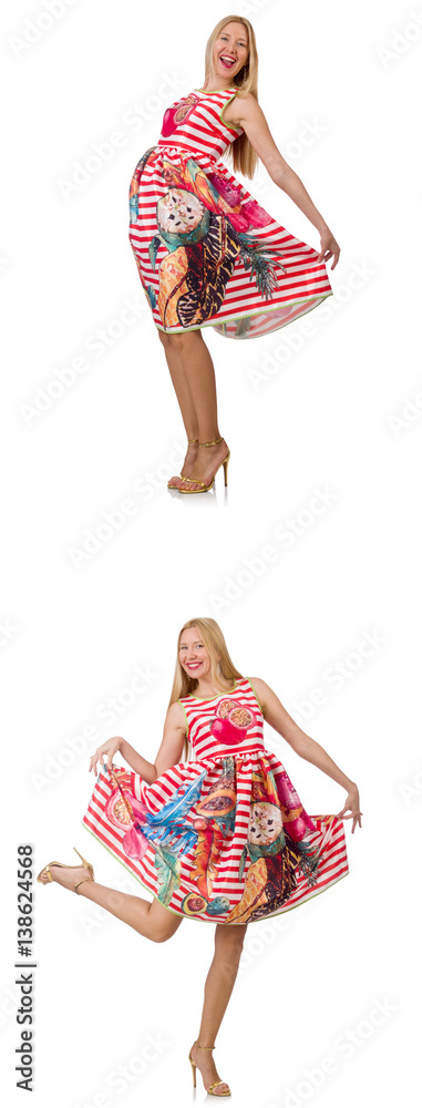 Collage of woman in fashion look isolated on white Collage of woman in fashion look isolated on white