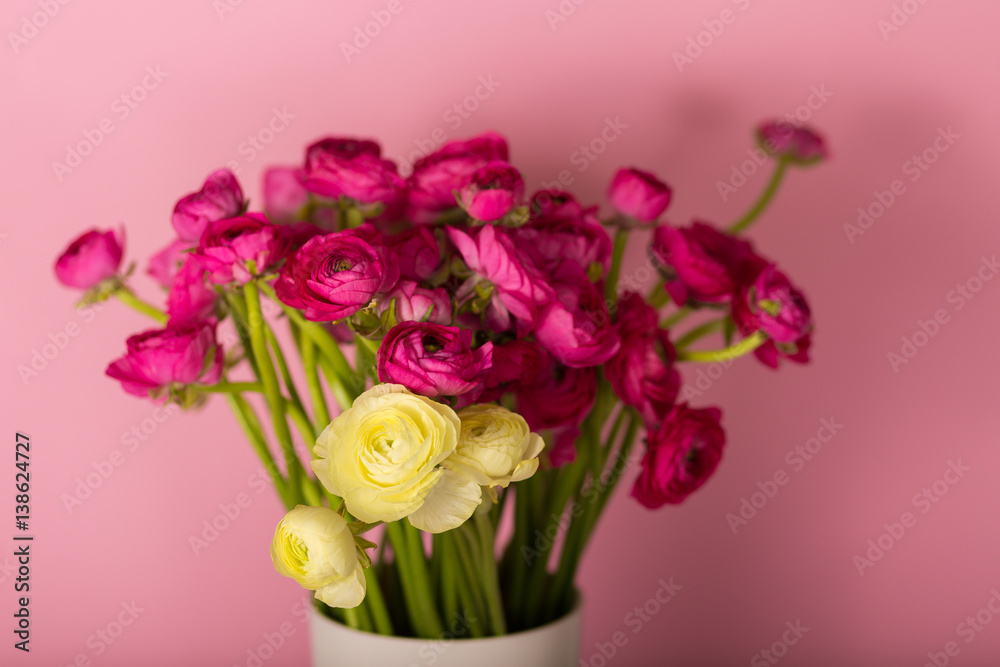 Beautiful bouquet of ranunculuses in a vase Beautiful bouquet of ranunculuses in a vase