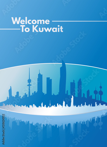 Corporate Blue Welcome To Kuwait Skyline Poster