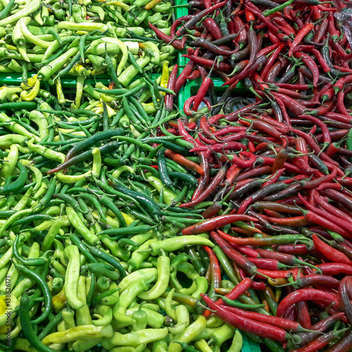 Green and red chili pepper