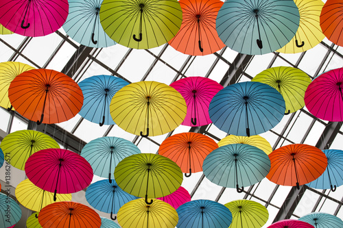 Umbrellas background falling from the sky