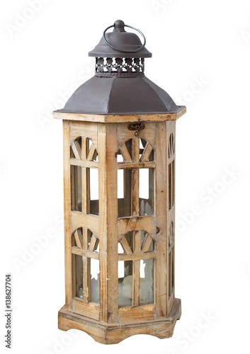 Wallpaper Mural Vintage wooden lantern isolated on white background Torontodigital.ca