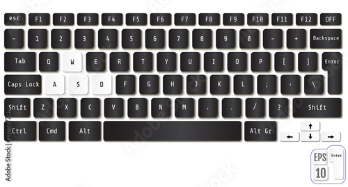 Realistic Computer keyboard. Modern design.Vector illustration of laptop keyboard.