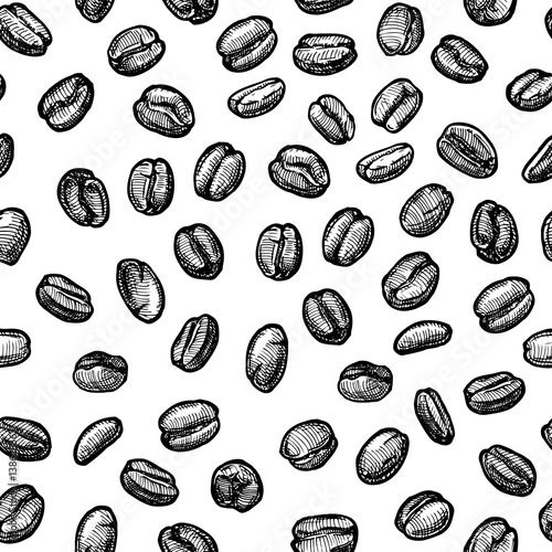 coffee beans seamless pattern