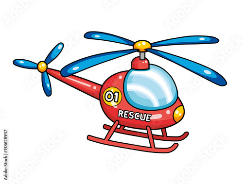 Red rescue helicopter.