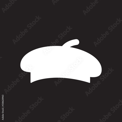 Flat icon in black and white beret 